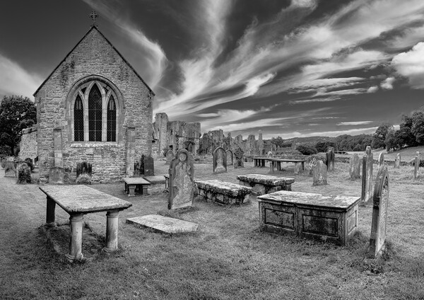 Easby Black and White ~ St Agatha's Church Picture Board by Tim Hill