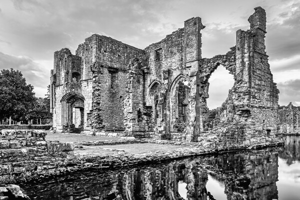 Easby Abbey Black and White Picture Board by Tim Hill