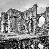 Buy canvas prints of Easby Abbey Black and White by Tim Hill
