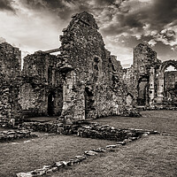 Buy canvas prints of Easby Abbey Sepia by Tim Hill