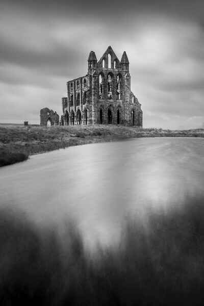 Whitby Abbey Black and White Picture Board by Tim Hill