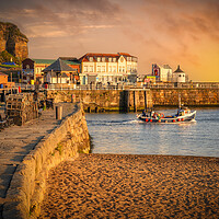 Buy canvas prints of Whitby Fishing Boat at Sunrise by Tim Hill