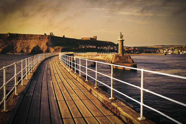 Whitby East Pier Extension at Sunrise Picture Board by Tim Hill