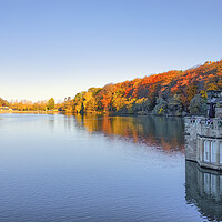 Buy canvas prints of Newmillerdam Boathouse: Autumn light by Tim Hill