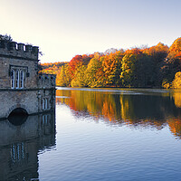 Buy canvas prints of Newmillerdam Boathouse: Autumn Panoramic by Tim Hill