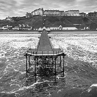 Buy canvas prints of Saltburn Pier Black and White: North Sea Waves by Tim Hill