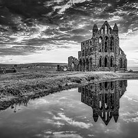 Buy canvas prints of Whitby Abbey Black and White by Tim Hill