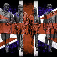 Buy canvas prints of Liverpool Beatles on a Union Jack Background by Tim Hill
