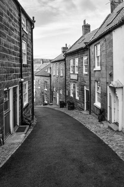 Robin hood's Bay Black and White Picture Board by Tim Hill