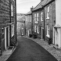 Buy canvas prints of Robin hood's Bay Black and White by Tim Hill