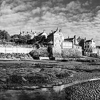 Buy canvas prints of Robin Hood's Bay Black and White Panoramic by Tim Hill