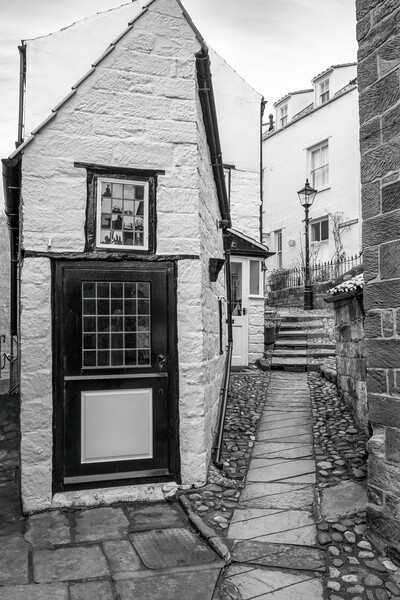 Robin Hood's Bay Black and White Picture Board by Tim Hill