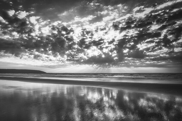 Dramatic Filey Beach Black and White Picture Board by Tim Hill