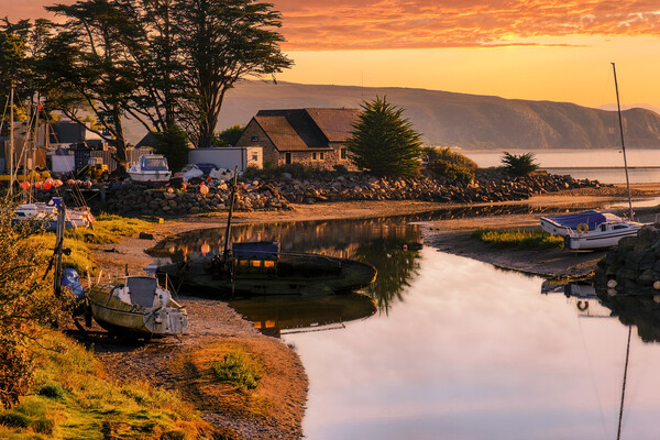 Abersoch Boatyard Sunrise Picture Board by Tim Hill