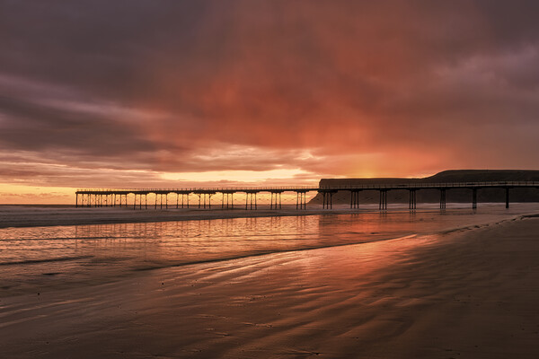  Moody Rainy Sunrise ~ Saltburn by the Sea Picture Board by Tim Hill