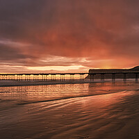 Buy canvas prints of  Moody Rainy Sunrise ~ Saltburn by the Sea by Tim Hill