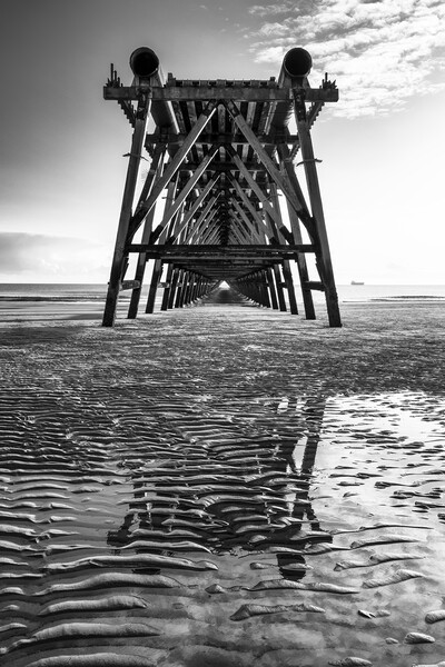 Steetley Pier Black and White Picture Board by Tim Hill