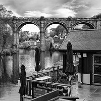 Buy canvas prints of Knaresborough Waterfront Black and White by Tim Hill