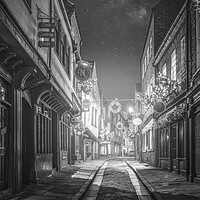 Buy canvas prints of York Shambles Christmas Black and White by Tim Hill