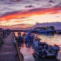 Buy canvas prints of Burning Sky at Bridlington Harbour by Tim Hill