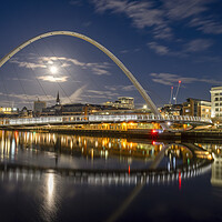Buy canvas prints of Moonset through Millennium Bridge by Tim Hill