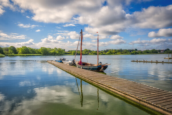 Hornsea Mere Boat Jetty Reflections Picture Board by Tim Hill
