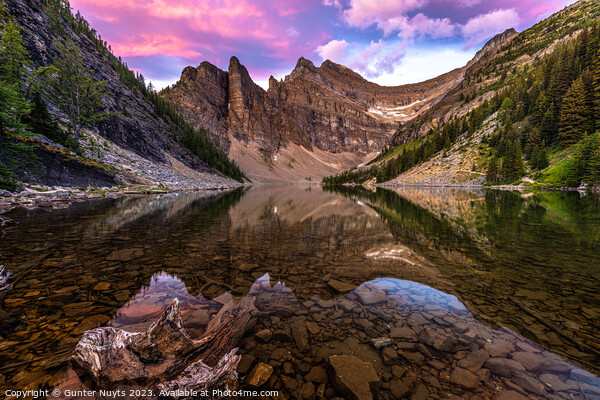 Lake Agnes at sunrise Picture Board by Gunter Nuyts