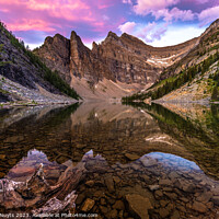 Buy canvas prints of Lake Agnes at sunrise by Gunter Nuyts