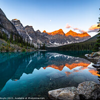 Buy canvas prints of Moraine lake at golden hour. by Gunter Nuyts