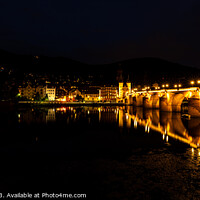 Buy canvas prints of Night cityscape of medieval Heidelberg by Gunter Nuyts
