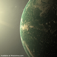 Buy canvas prints of Exoplanet Kepler 22b in the outer space with solar atmosphere by Manuel Mata