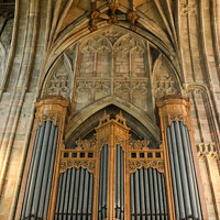 Buy canvas prints of Great Malvern Priory organ by Martin fenton