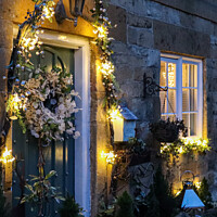 Buy canvas prints of Christmas cottage window by Martin fenton