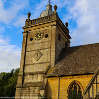 Buy canvas prints of Bourton on the water spectacular  church tower  by Martin fenton