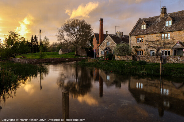 Sunset over Lower Slaughter Cotswolds Picture Board by Martin fenton