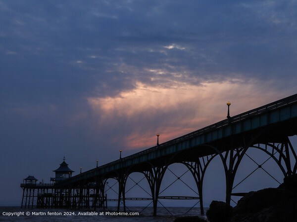 Clevedon Pier Sunset Picture Board by Martin fenton