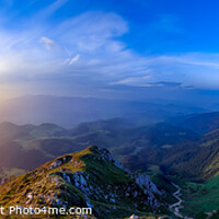 Buy canvas prints of Breathtaking panoramic view of Bran area, Romania, between the P by Arthur Mustafa