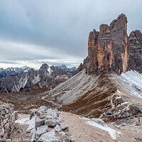 Buy canvas prints of View of famous Tre Cime peaks in Tre Cime di Lavaredo  by Lubos Chlubny
