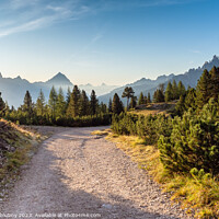 Buy canvas prints of Wide trail in the Dolomites. Hiking trip, Walking path in dolomites landscape. The Tofane Group in the Dolomites, Italy, Europe. by Lubos Chlubny