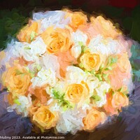 Buy canvas prints of Oil painting bridal bouquet with orange and white flowers by Lubos Chlubny