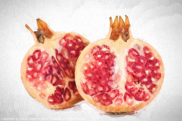 Oil painting fresh fruit - pomegranate Picture Board by Lubos Chlubny