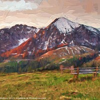 Buy canvas prints of Oil painting romantic view of the Austrian Alps by Lubos Chlubny