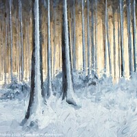 Buy canvas prints of Oil painting snowy trees in the winter forest by Lubos Chlubny