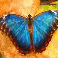 Buy canvas prints of Oil painting blue butterfly by Lubos Chlubny