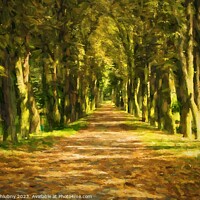 Buy canvas prints of Oil painting pathway through the autumn forest.  by Lubos Chlubny