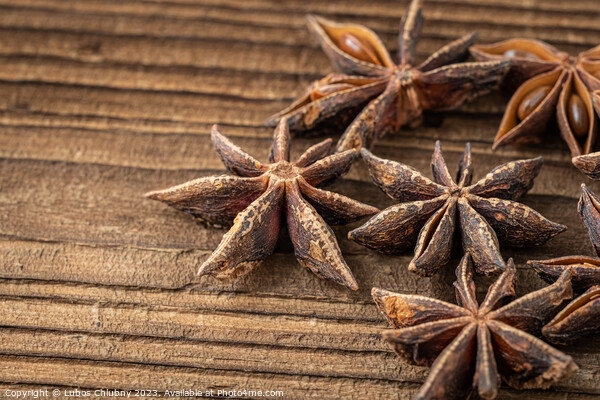 Dried star anise spice on vintage wooden board Picture Board by Lubos Chlubny