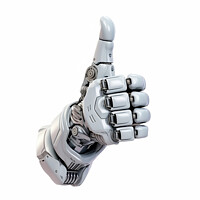 Buy canvas prints of A robot hand giving thumbs up isolated on white background - Generative AI by Lubos Chlubny