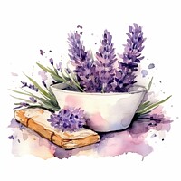Buy canvas prints of Watercolor illustration of lavender flowers and lavender soap - Generative AI by Lubos Chlubny