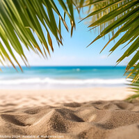 Buy canvas prints of Tropical beach with palm leaves. Generative AI by Lubos Chlubny