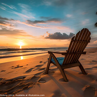 Buy canvas prints of Beach chair on tropical beach at sunset. Generative AI by Lubos Chlubny